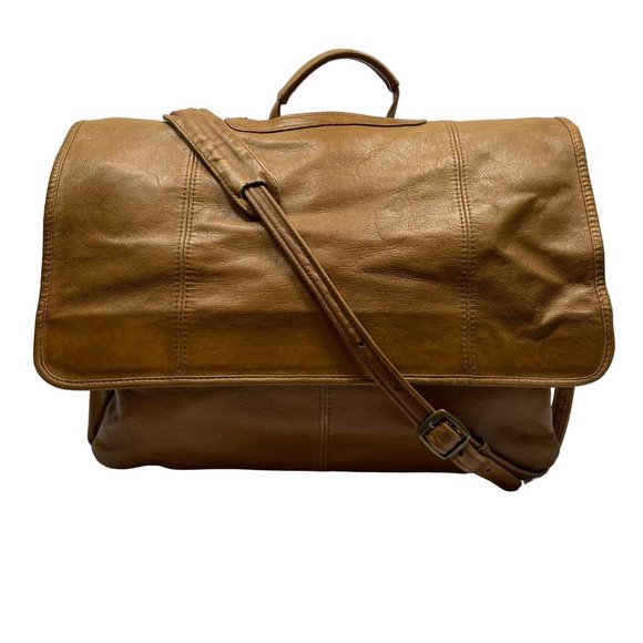 Handmade Light Brown Leather Messenger Bag - Picture 5 of 15